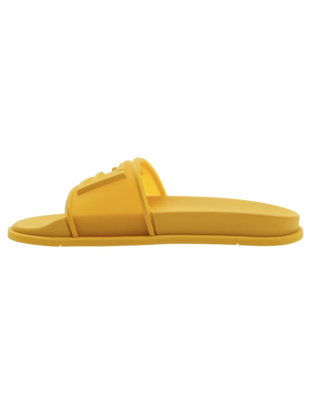 Fendi Slides FF Baguette Yellow Rubber Size 11 US New